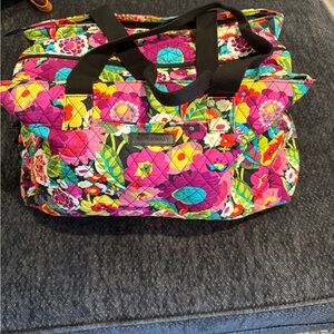 Vera Bradley Colorful Floral Tote - Purple and Blue Large purse included